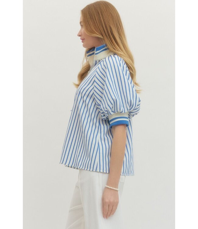 Monica Blue Striped Top