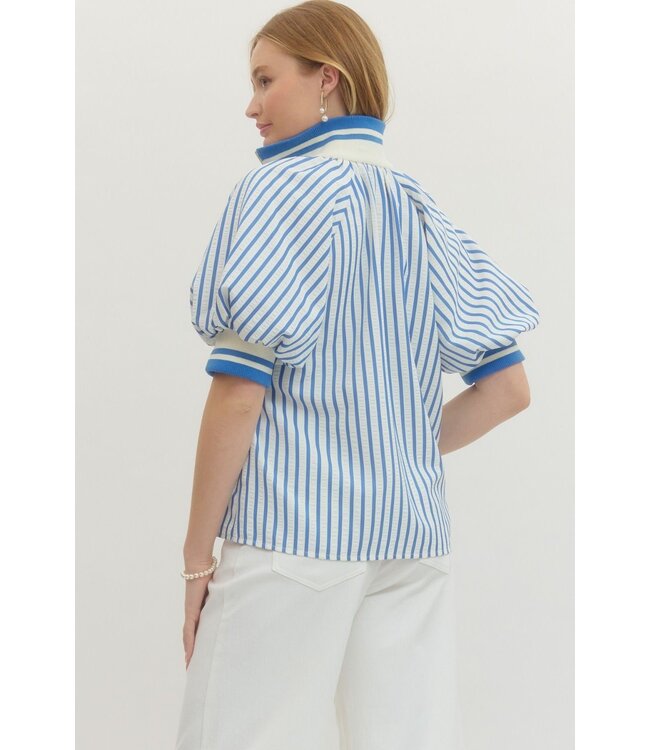 Monica Blue Striped Top