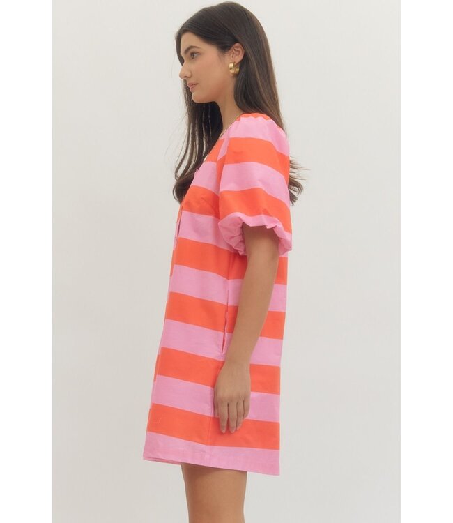Ellie Pink Striped Dress