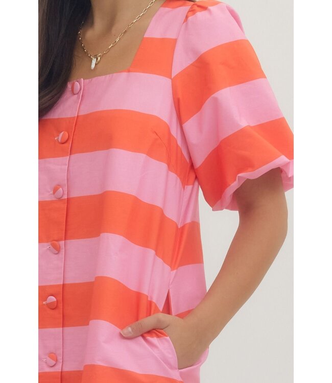 Ellie Pink Striped Dress