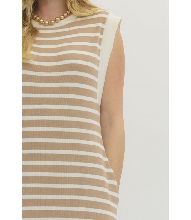 Rylnn Taupe Striped Maxi Dress
