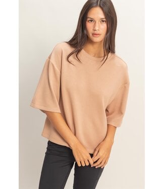 HYFVE Inc Samantha Dark Taupe Scuba Boxy Top