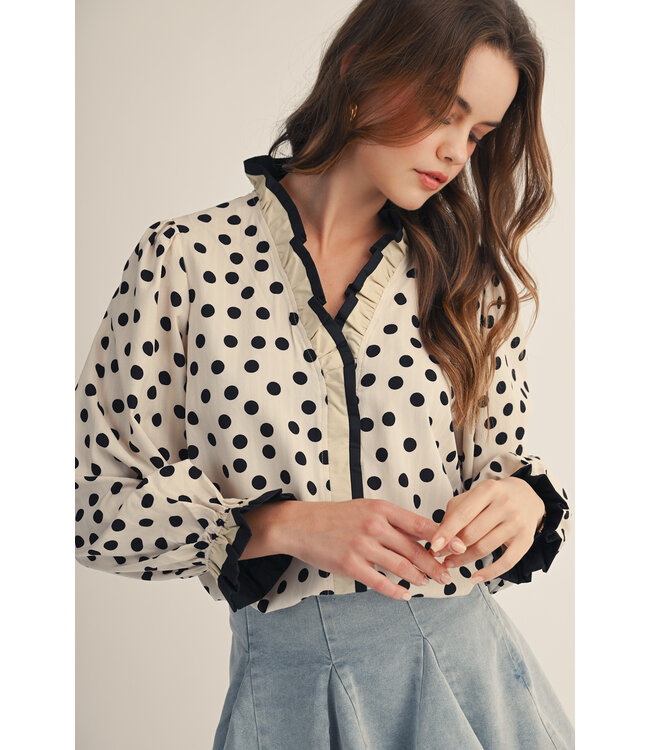 Scarlett Ivory Polka Dot Blouse