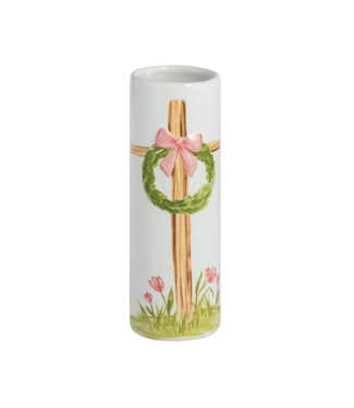 Pink Bow Cross Bud Vase