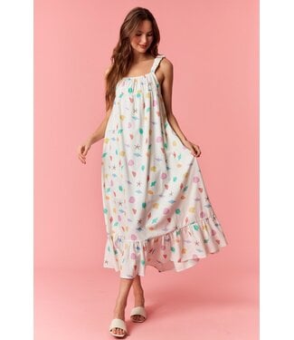Peach Love California Casey White Shell Midi Dress