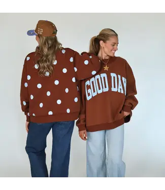 Poppy & Pine Good Day Brown Reversible Sweatshirt