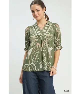 Carly Sage Floral Top