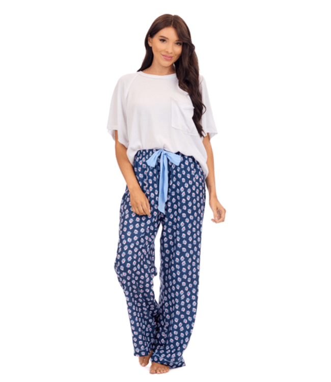 Navy Floral Pajama Pants