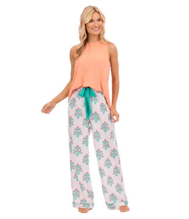 Pink Dahlia Floral Pajama Pants
