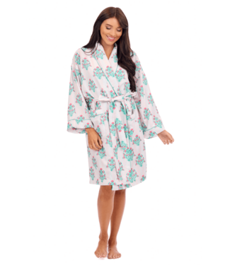 Pink Dahlia Floral Robe