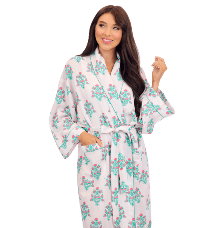 Pink Dahlia Floral Robe
