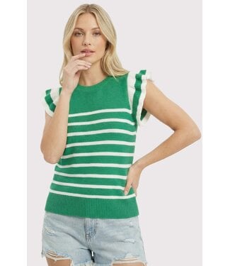 Staccato Nikki Green Striped Sweater Top
