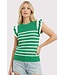 Nikki Green Striped Sweater Top