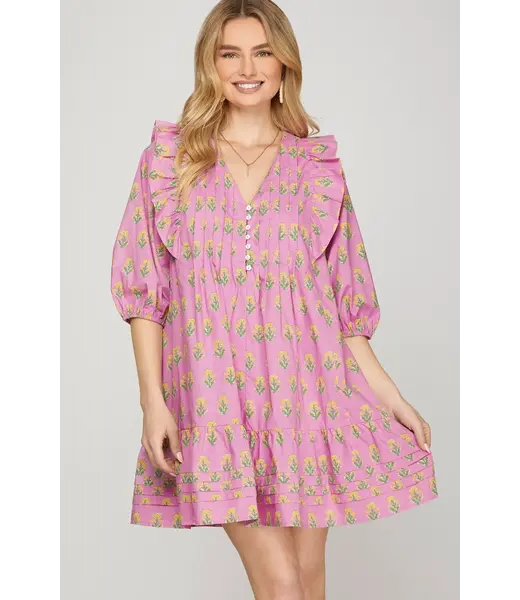 SHE + SKY Ginger Pink Floral Dress