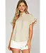 Dahlia Light Taupe Ruffled Top