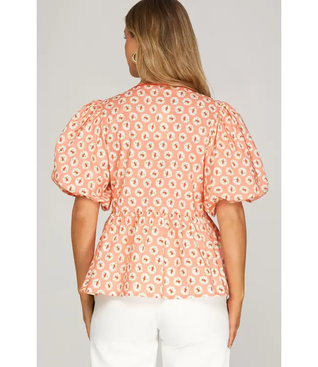 Olivia Peach Floral Baby Doll Top