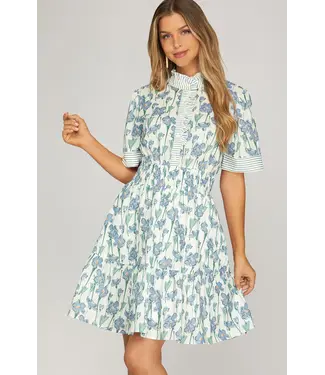 SHE + SKY Carmen Blue Floral Dress
