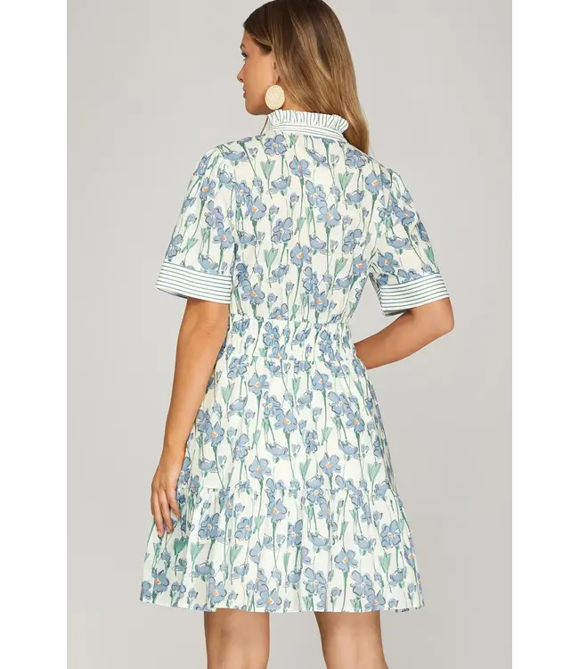 Carmen Blue Floral Dress