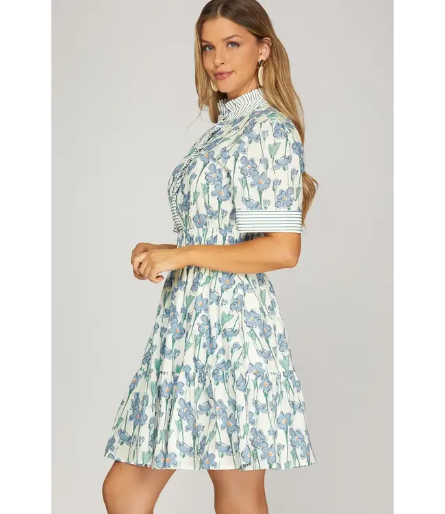 Carmen Blue Floral Dress
