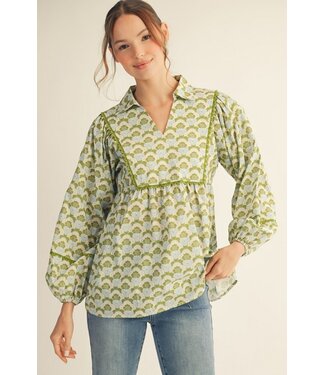Jodifl Cassandra Avocado Boho Floral Top