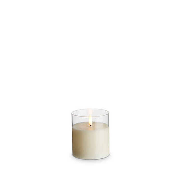 Clear Glass Ivory Pillar Candle 3.5 x 4"