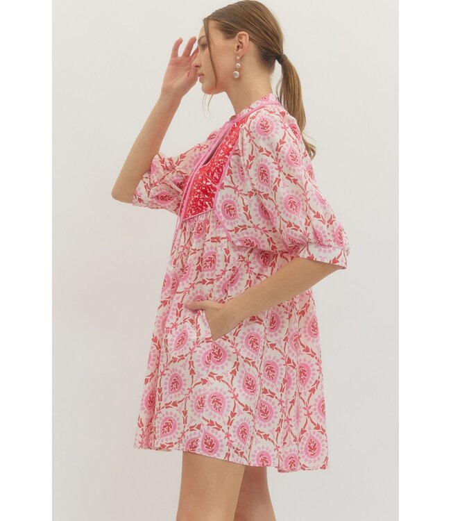 Cassidy Pink Embroidered Floral Dress