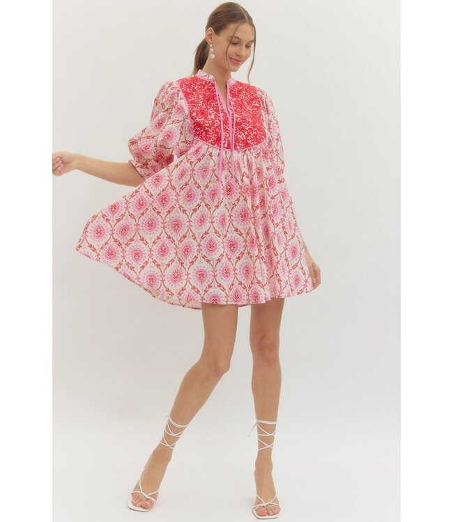 Cassidy Pink Embroidered Floral Dress