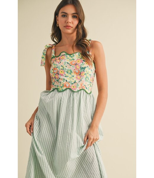 Merci Allie Dusty Sage Midi Dress