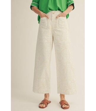 Jodifl Bailey White Embroidered Pants