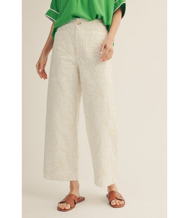Bailey White Embroidered Pants