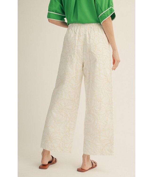 Bailey White Embroidered Pants