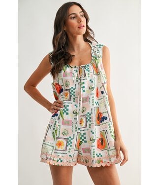 Camellia Poppie Ivory Citrus Romper