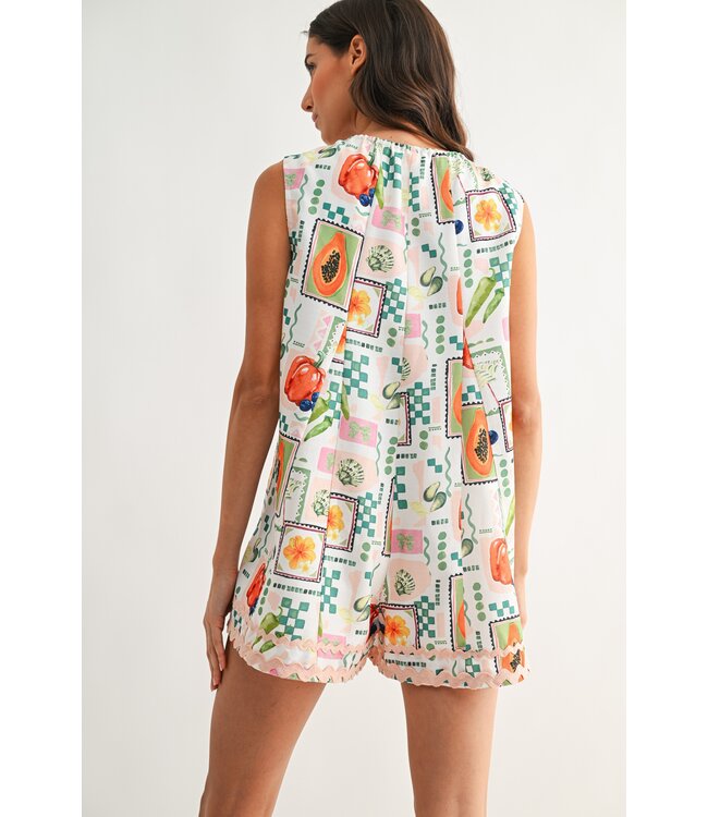 Poppie Ivory Citrus Romper