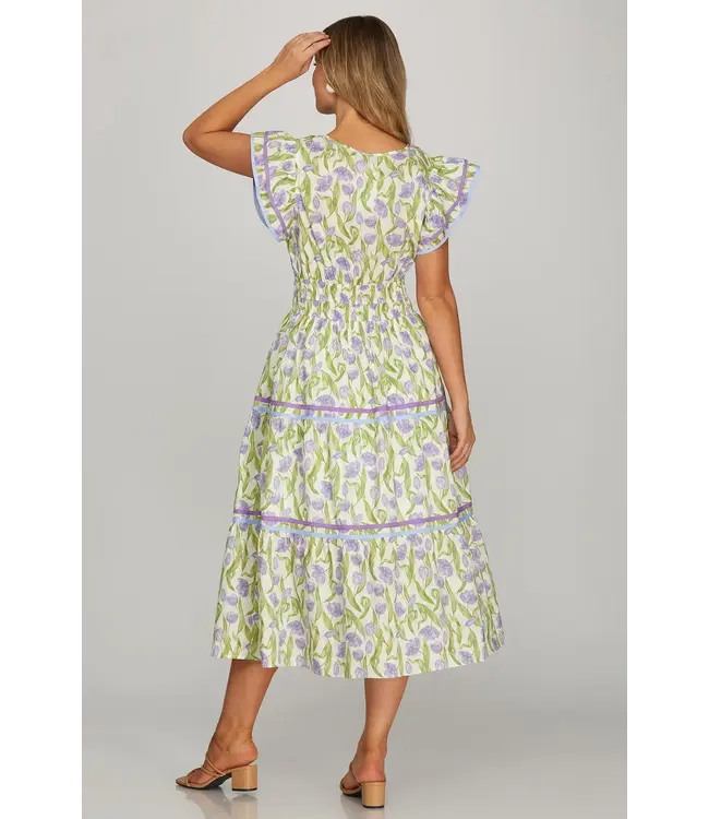 Lauren Lilac Floral Midi Dress