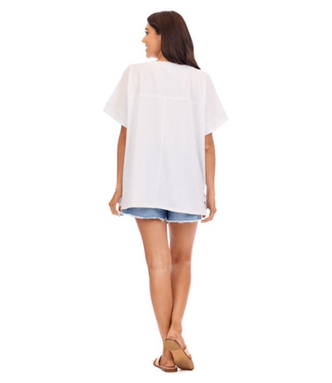 Lala White Beach Embroidered Top
