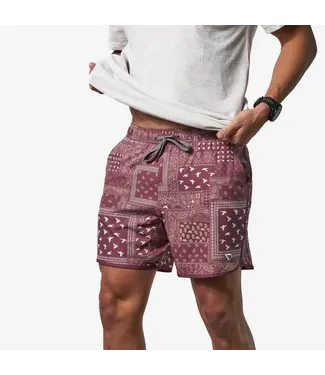 Burlebo Paisley Duck Maroon Swim Trunks