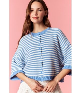 Peach Love California Miley Blue Striped Cardigan
