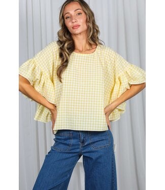 Vine & Love Josie Yellow Gingham Top