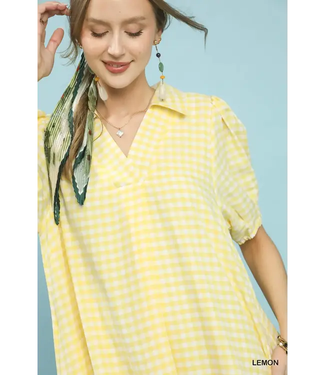 Jordan Lemon Gingham Midi Dress