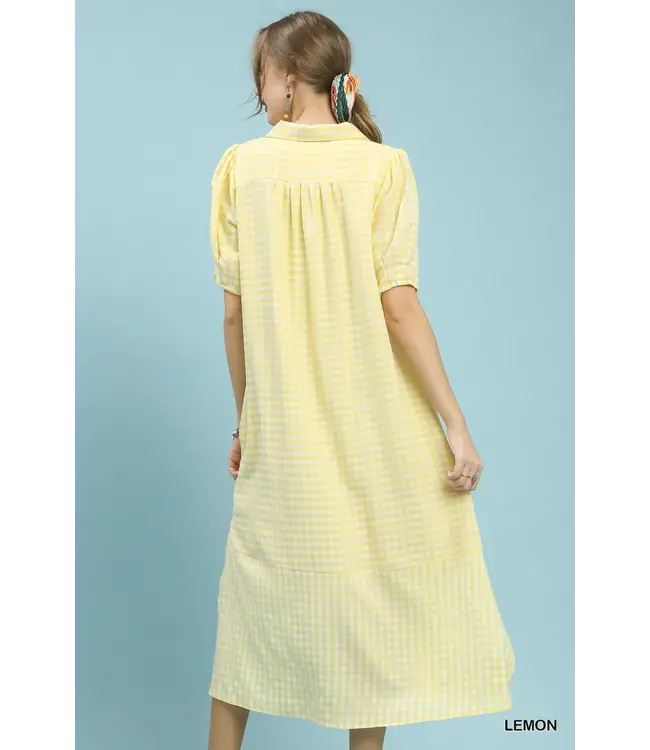 Jordan Lemon Gingham Midi Dress