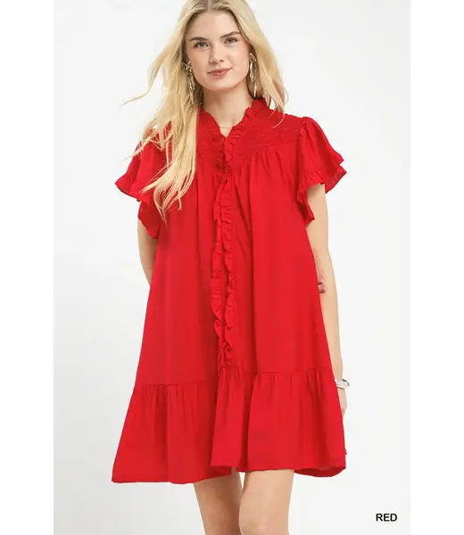 Sharon Red Babydoll Dress