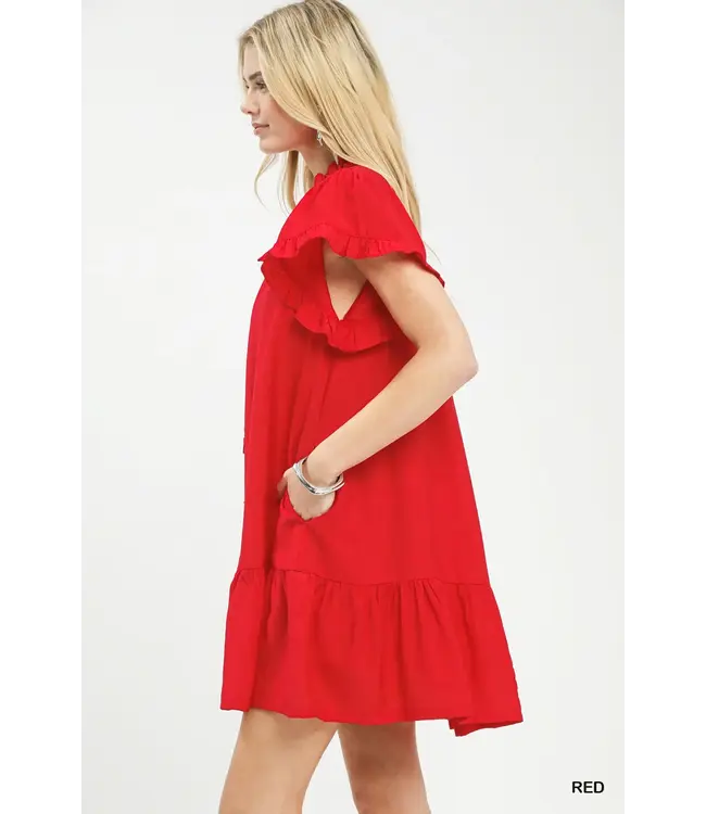 Sharon Red Babydoll Dress