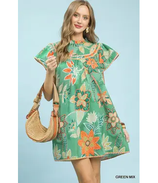 Lexi Green Abstract Babydoll Dress