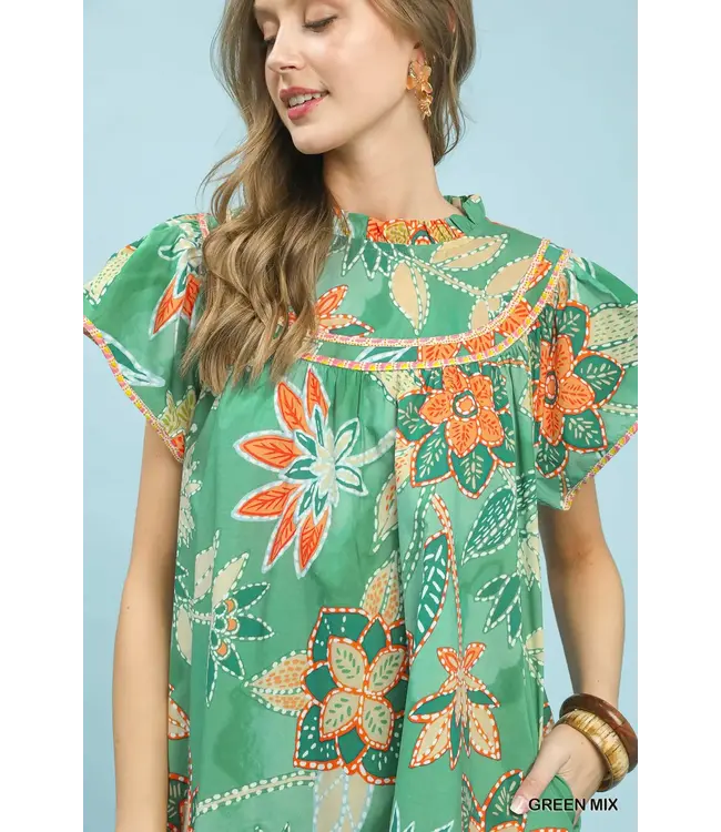 Lexi Green Abstract Babydoll Dress