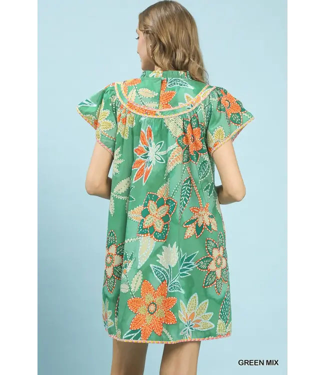 Lexi Green Abstract Babydoll Dress