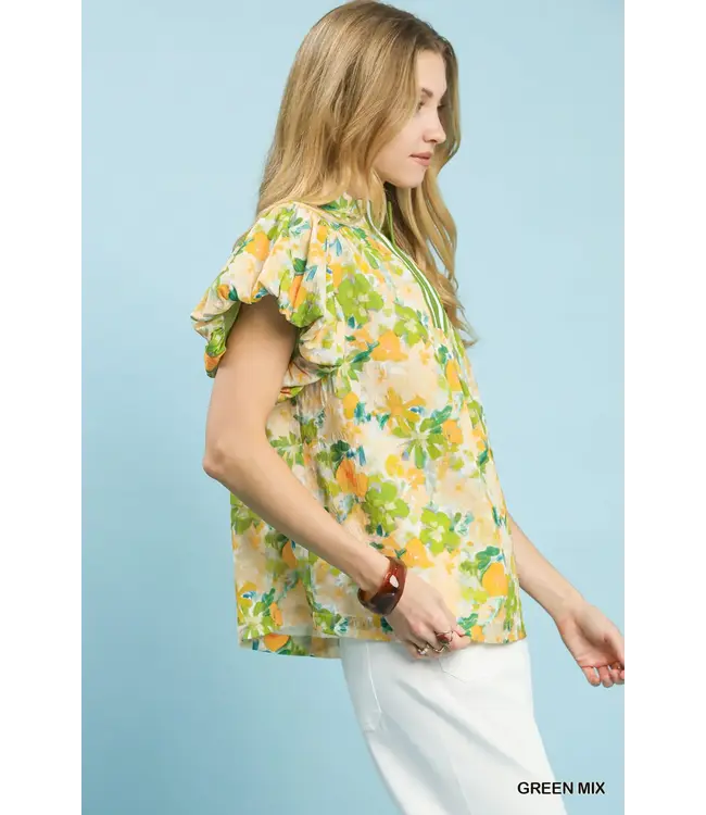 Ellie Green Floral Top