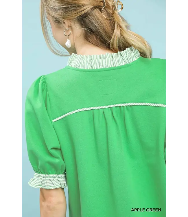 Brandi Apple Green French Terry Top