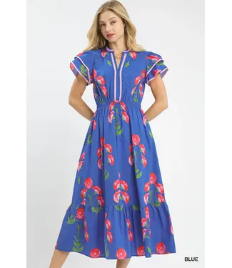 Tiffany Blue Blossom Meadow Midi Dress