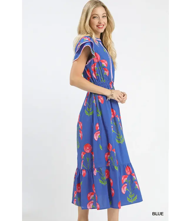 Tiffany Blue Blossom Meadow Midi Dress