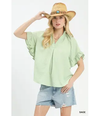 Tatum Sage Ruffled Top